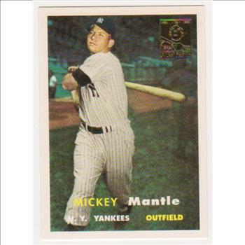 Mickey Mantle 1957 Topps #95 Commemorative Card - 1996 Topps #7 of 19 Insert Card