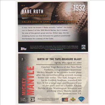 Babe Ruth + Mickey Mantle Baseball Card Pair