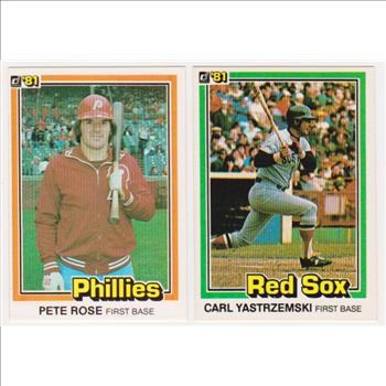 1981 Donruss Pete Rose #131 + Carl Yastrzemski #94 Card Pair