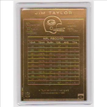 22 Kt Gold Jim Taylor Danbury Mint Gold Card - HOF'er