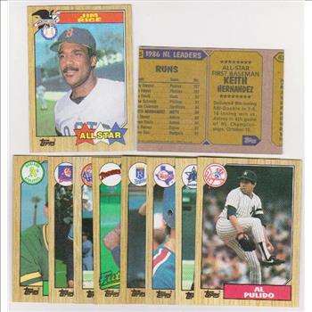 ERROR LOT - 10 Different 1987 Topps Baseball Wrong Back Errors - Jim Rice + More