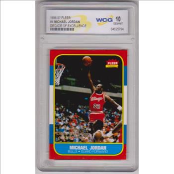 Graded Gem Mint 10 - Michael Jordan 1996-97 Fleer Decade Of Excellence #4 Insert Card