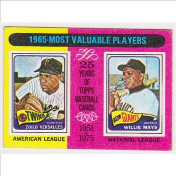 Vintage - 1975 Topps Mini Willie Mays/Zoilo Versalles #203 Card