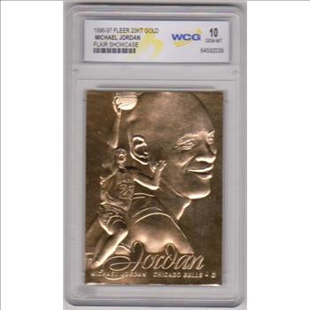 Graded Gem Mint 10 - Michael Jordan 1996-97 Fleer Flair Showcase 23 Kt Gold Card