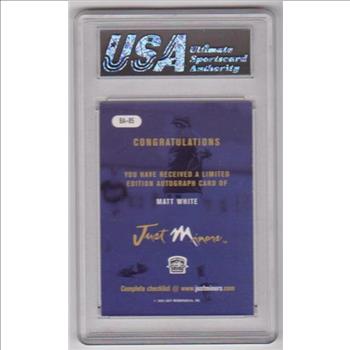 Signed Rookie Graded Mint 9 - Matt White 2000 Just Minors Justifiable 2K #BA-85 Version Certified Autographed Insert Card