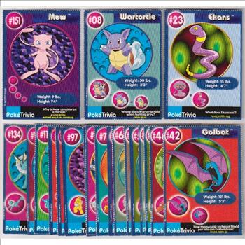 20 Different 1999 Pokemon Master Trainer Cards From Burger King Set w/ Mew + More