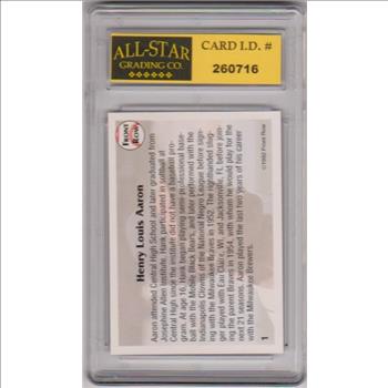 Graded 10 - Hank Aaron 1992 Front Row All-Time Great Series #1 Card
