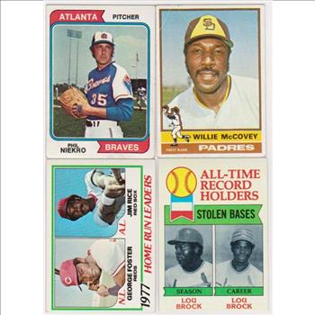 4 Different 1970's Topps Baseball Stars/Hall Of Famers w/ Lou Brock + More