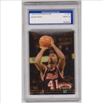 Graded Mint 9 - Glen Rice 1992-93 Stadium Club #180 Card