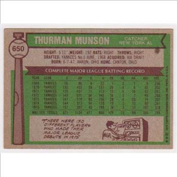 1976 Topps Thurman Munson #650 Card
