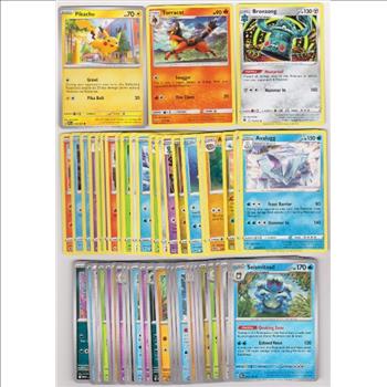 50 Different Pokemon Trading Cards w/ Pikachu + More