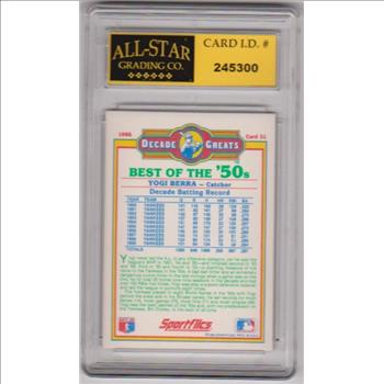 Graded 9 - Yogi Berra 1986 Sportflics Decade Greats #31 Card