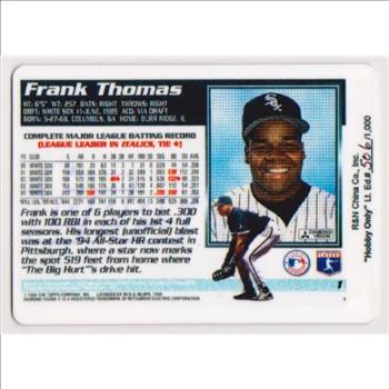 1995 Topps Frank Thomas #1 Porcelain Card (#506/1000)