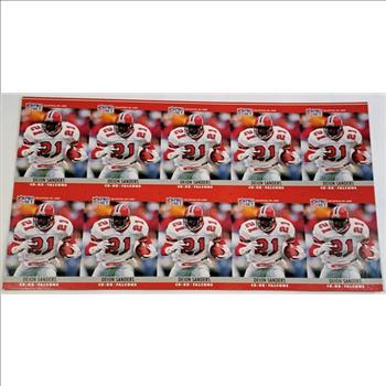 Uncut Sheet - 1990 Pro Set Deion Sanders #36 Ten Card Sheet