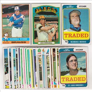 25 Different 1970's Topps Baseball Cards (1972-1979) w/ Darrell Evans + More