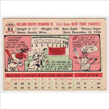 1956 Topps Bill Skowron #61 Card - Yankees