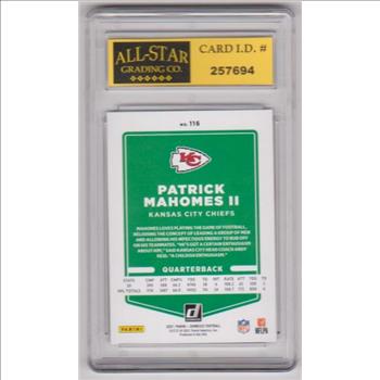 Graded 9 - Patrick Mahomes 2021 Donruss #116 Card