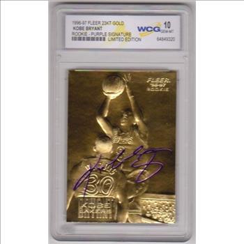 Rookie Graded Gem Mint 10 - Kobe Bryant 1996-97 Fleer w/ Purple Signature 23 Kt Gold Card