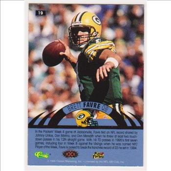 Only 499 Exist - Brett Favre 1996 Classic NFL Experience Printers Proof #19 Insert Card