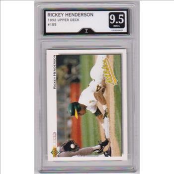 Graded Sigma Mint+ 9.5 - Rickey Henderson 1992 Upper Deck #155 Card