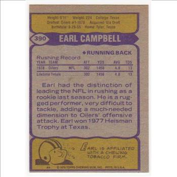 1979 Topps Earl Campbell #390 Rookie Card - HOF'er