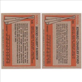 1987 Topps Nestle Brooks Robinson #14 + Whitey Ford #21 Card Pair - HOF'ers