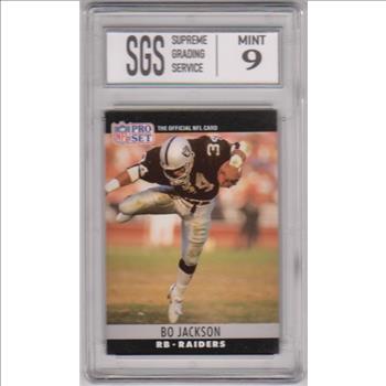 Graded Mint 9 - Bo Jackson 1990 Pro Set #155 Card
