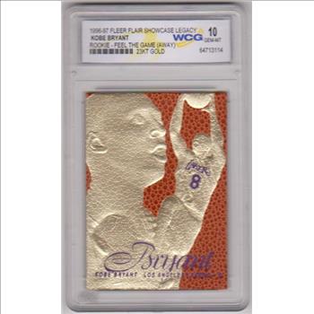 Rookie Graded Gem Mint 10 - Kobe Bryant 1996-97 Flair Showcase Legacy 23 Kt Gold Card