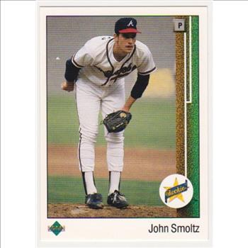 Error - John Smoltz 1989 Upper Deck Rookie w/ Clark/James Triple Print Back - Rare Misprint
