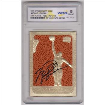 Graded Gem Mint 10 - Michael Jordan 1996-97 Fleer Feel The Game '86 Signature Series 23 Kt Gold Card