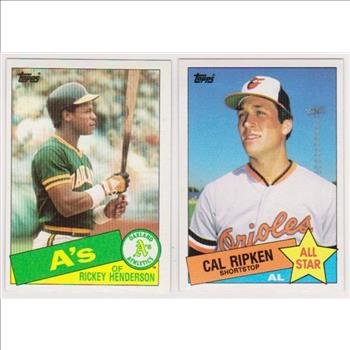1985 Topps Cal Ripken #704 + Rickey Henderson #115 Card Pair