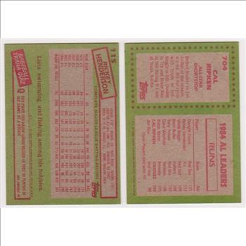 1985 Topps Cal Ripken #704 + Rickey Henderson #115 Card Pair