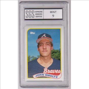 Rookie Graded Mint 9 - John Smoltz 1989 Topps #382 Card