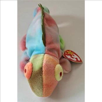 1997 Ty Beanie Baby Rainbow The Chameleon - New With Iggy Error Tags
