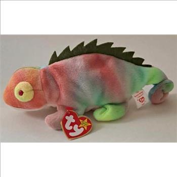 1997 Ty Beanie Baby Rainbow The Chameleon - New With Iggy Error Tags