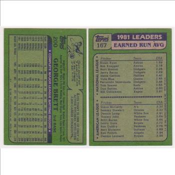 1982 Topps George Brett #200 + Nolan Ryan/Steve McCatty #167 Card Pair 