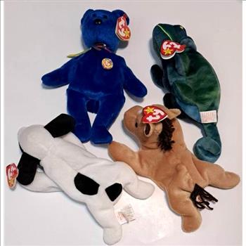 4 Different Ty Beanie Babies - 1993-1998 - w/ Clubby The Bear + More