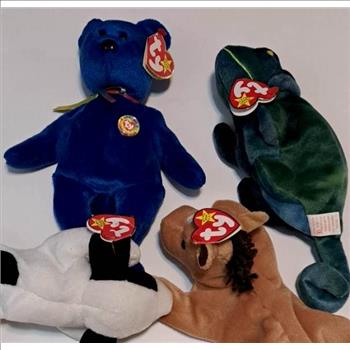 4 Different Ty Beanie Babies - 1993-1998 - w/ Clubby The Bear + More