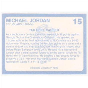 Michael Jordan 1989 North Carolina #15 College Card