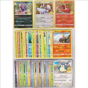 50 Different Pokemon Trading Cards w/ 3 HOLOS + More