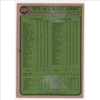 1974 Topps Carlton Fisk/Johnny Bench #331 Card - HOF'ers