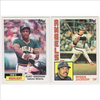 1984 Topps Rickey Henderson #2 + Reggie Jackson #100 Card Pair