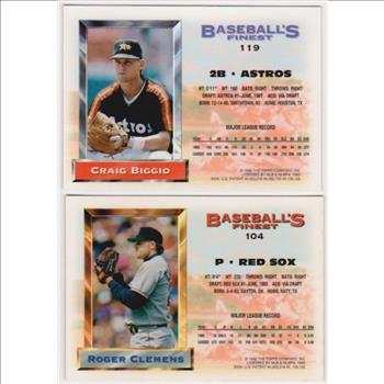 1993 Topps Finest Roger Clemens #104 + Craig Biggio #119 Card Pair