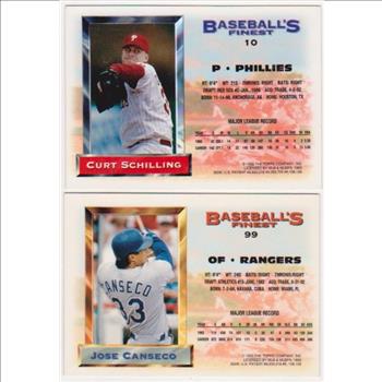1993 Topps Finest Jose Canseco #99 + Curt Schilling #10 Card Pair