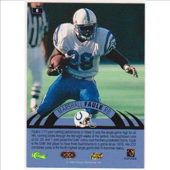 Only 499 Exist - Marshall Faulk 1996 Classic NFL Experience Printers Proof #6 Insert Card