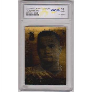 Graded Gem Mint 10 - Albert Pujols 2003 Merrick Mint Laser Line 23 Kt Gold Foil Card