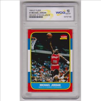 Graded Gem Mint 10 - Michael Jordan 1996-97 Fleer Decade Of Excellence #4 Insert Card