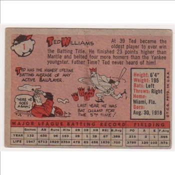 1958 Topps Ted Williams #1 Card - HOF'er