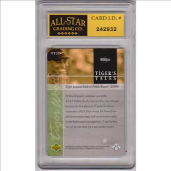 Graded 9 - Tiger Woods 2001 Upper Deck Tiger's Tales #TT22 Insert Card