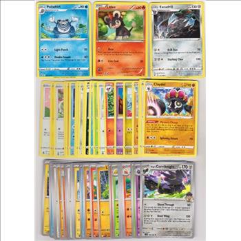 50 Different Pokemon Trading Cards w/ Poliwhirl + More